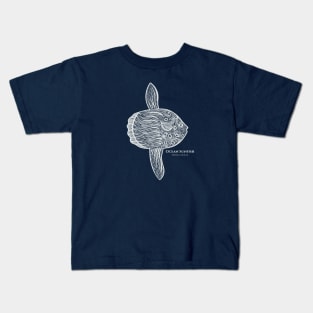 Ocean Sunfish or Mola with Common and Latin Names Kids T-Shirt